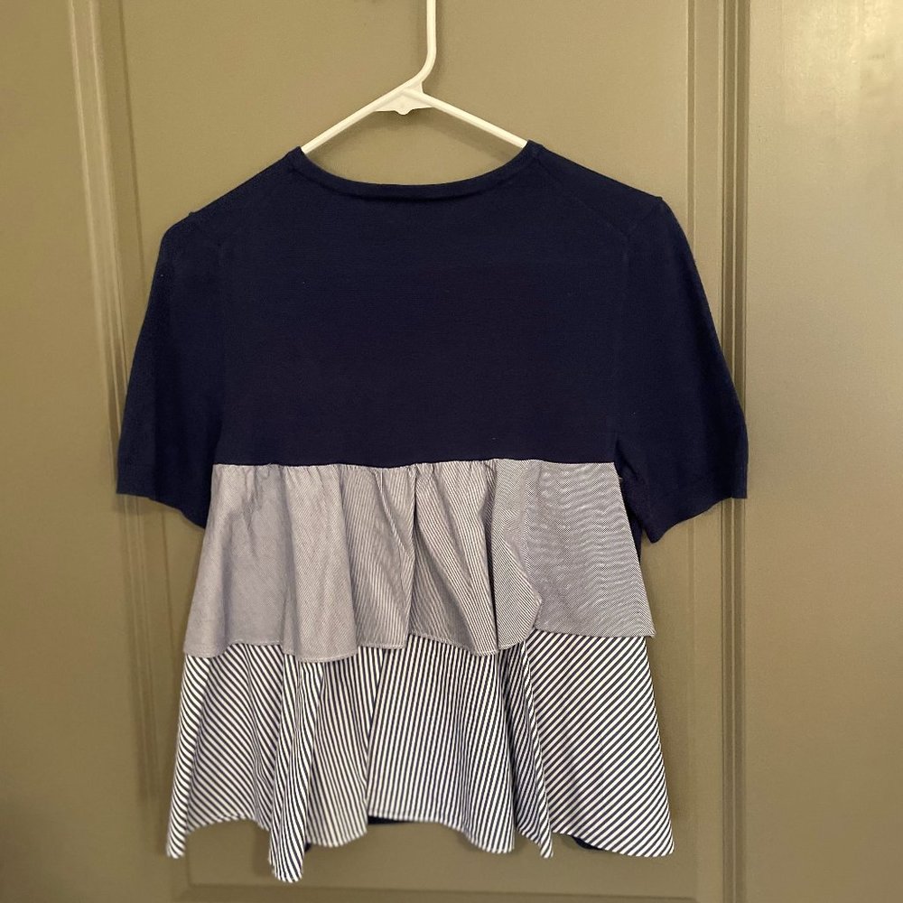 Vineyard Vines Women's Small Blue Mixed Media Tiered Sweater Blouse XS